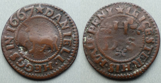 Leicester, Daniell Heggs 1667 halfpenny token